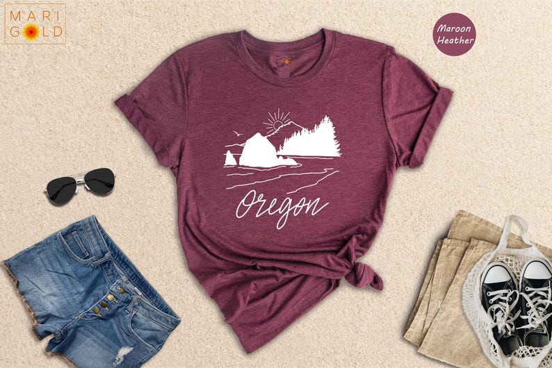 Oregon Mountain Sunset T-Shirt: Portland Travel Shirt image 4