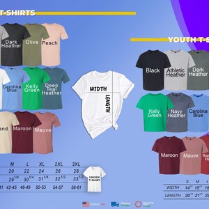 The image is a collage of various unisex t-shirt designs, including different colors, patterns, and sizes, presented in a visually appealing manner.