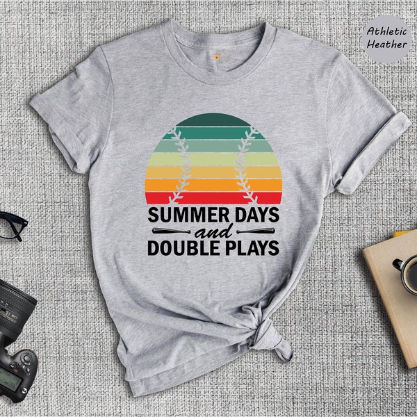 Summer Days and Double Plays Shirt, Baseball Shirt, Vacation Shirt, Baseball Lover Shirt, Game Day Shirt, Sport Shirt, Summertime Tee