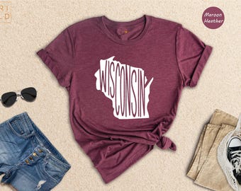 Wisconsin State Map Shirt: Travel Souvenir Tee