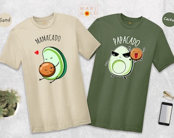 Avocado Pregnancy Announcement Shirt Set: Mamacado, Papacado Couple Shirts