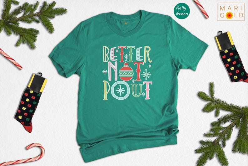 Better Not Pout Shirt, Retro Christmas Tee, Funny Holiday Shirt, Cute Xmas Gift for Women, Santa Ornament Graphic Tee image 6