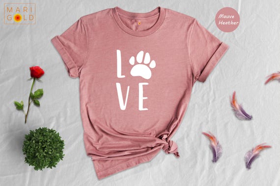 Love Paw Print Shirt, Dog Mom T-Shirt, Cute Dog Lover Gift, Pet Owner Tee for Women
