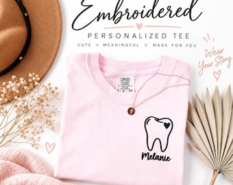 Comfort Colors® personalized tooth Personalized Tooth Embroidery T-Shirt
