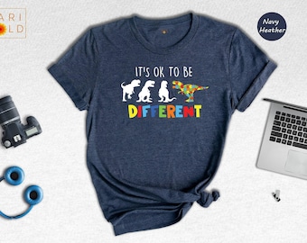 Autism Awareness Dinosaur T-Shirt: It's Ok To Be Different