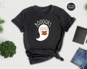 Ghost Books T-Shirt: Halloween Teacher, Librarian, Bookworm Gift