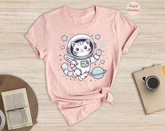 Cat Astronaut Shirt, Cute Space Cat Tee, Cosmic Kitten Graphic Tshirt, Astronomy Cat Lover Gift, Funny Galaxy Cat Shirt
