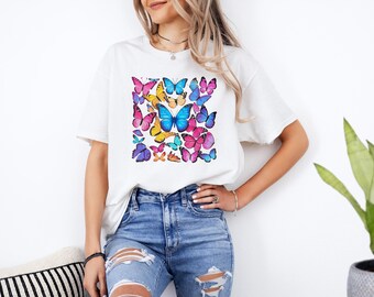 Rainbow Butterfly T-shirt, Watercolor Butterflies Shirt