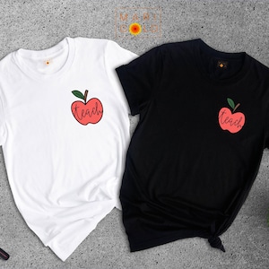 Teach Apple Pocket Shirt, Cute Teacher Gift Tee, Minimalist Apple Graphic T-Shirt, Back to School Shirt for Teachers bild 1