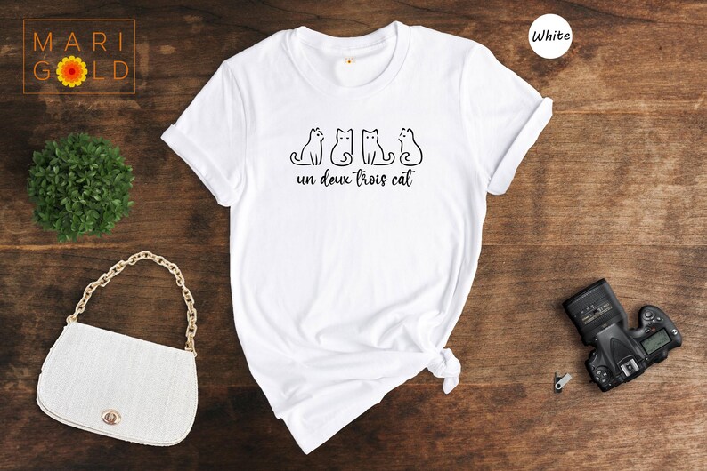 Un Deux Trois Cat Shirt - French Cat Lover T-Shirt image 6