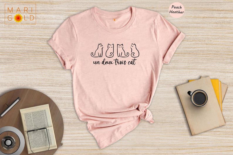 Un Deux Trois Cat Shirt - French Cat Lover T-Shirt image 2