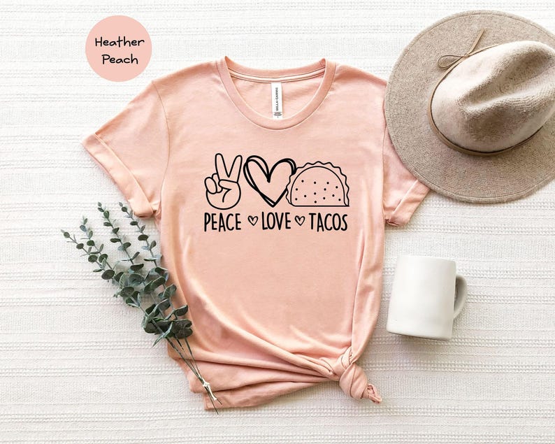 Peace Love Tacos Shirt: Cinco De Mayo Foodie Tee afbeelding 1
