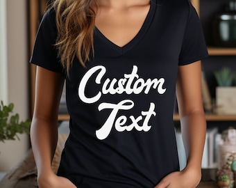 Personalized V-Neck Shirt, Customize Your Own V Neck Shirt With Text, Custom Made Vneck Shirt, Custom V-Neck Shirt