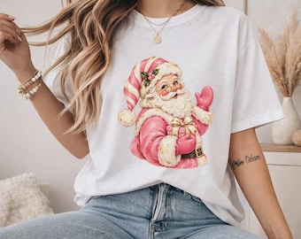 pink Santa shirt Pink Santa Christmas Shirt, Vintage Holiday Graphic Tee, Sweatshirt or Hoodie
