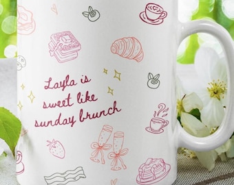 Personalized Brunch Lovers Mug for Bridesmaid Gifts Mothers Day Coffee Mug Gift for Her Housewarming Easter Party Friends Ceramic Tea Mug