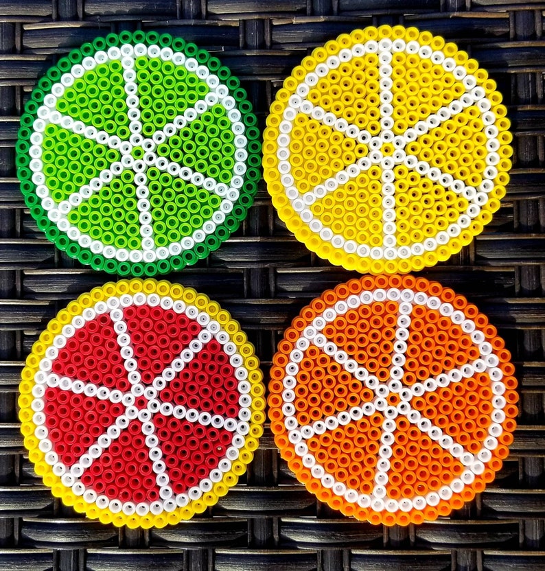 Fruit Perler Bead Coasters Etsy