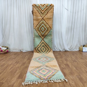 Luxurious Moroccan Runner Rug -Beni Ouarain Rug runner -Geometric Rug -Colorful Boujaad Rug- woven Rug -Washable Rug -Cozy Chic boho Rug