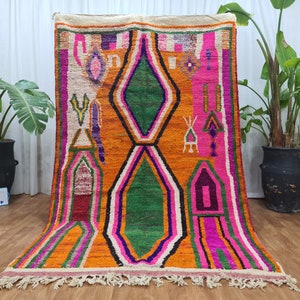 Wonderful Moroccan rug, Multicolored Wool Carpet, Custom Handmade rug, Authentic Boujaad rug, Bohemian style , moroccan rug, beniourain rug.