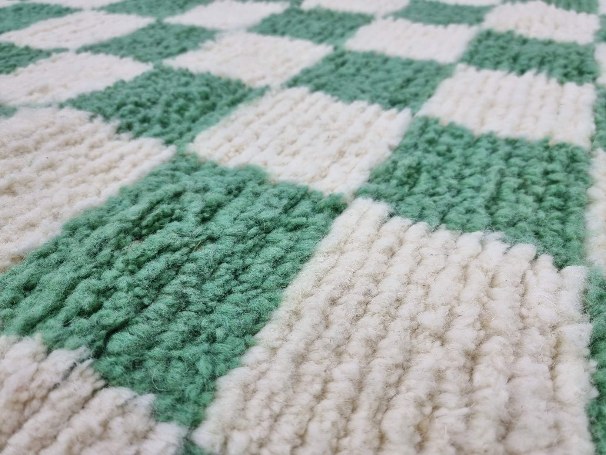Light Green and white checker rug Moroccan Berber checkered Etsy