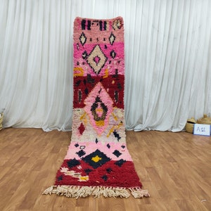 MOROCCAN RUGS RUNNER, Beni Ouarain Rug runner, Geometric Rug, Multicolor,Colorful Boujaad Rug, woven Rug, Washable Rug, Cozy Chic boho Rug,