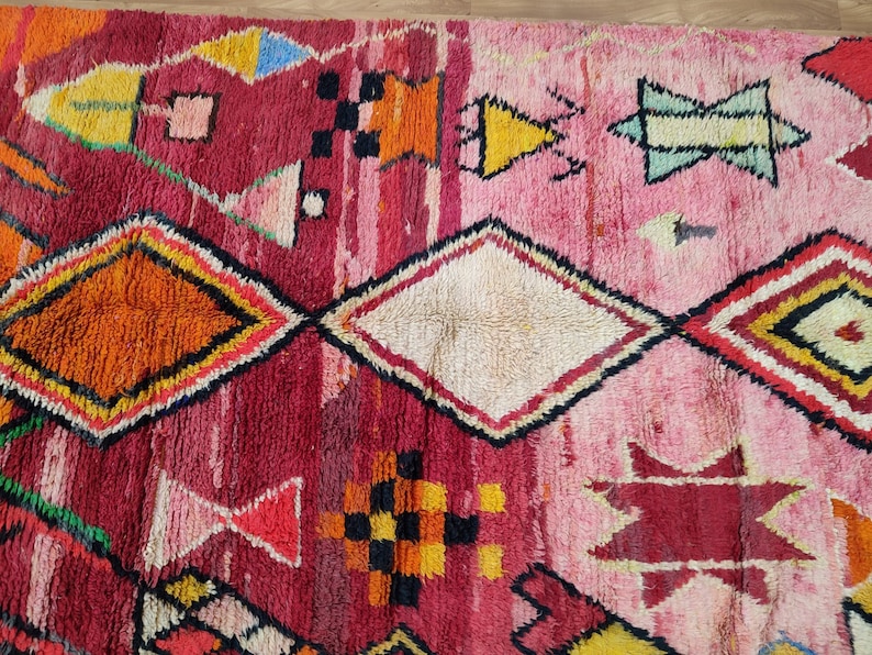 Custom Fabulous Boujad Rug, Authentic Moroccan Rug, Azilal rug, Abstract Multicolored Carpet, Handmade Moroccan Rug, Bohemian rug image 9