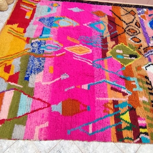 Erstaunlicher Mehrfarbiger Teppich Individueller Fabelhafter Boujaad Teppich Beni Ourain Teppich Handgemachter Teppich Marokkanischer Berber Teppich Bild 7