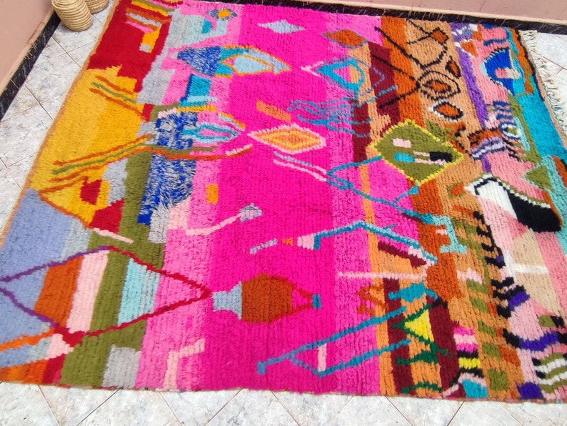 Increíble alfombra multicolor Fabulosa alfombra Boujaad personalizada Alfombra Beni Ourain Alfombra hecha a mano Alfombra bereber marroquí Alfombra tradicional marroquí imagen 7