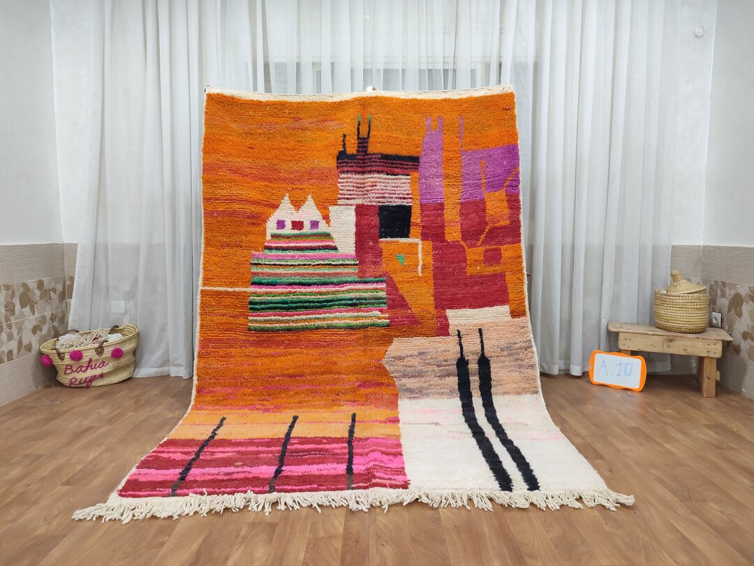 Vintage Berber Boujad Rug -area Rug - Moroccan Rug - Vintage Rug ...