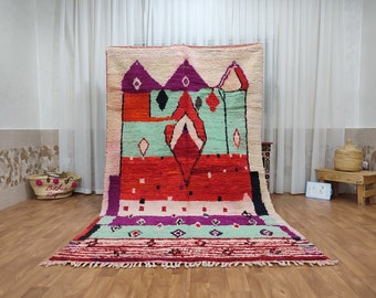 Alfombra marroquí auténtica, alfombra Boujad fabulosa, alfombra Azilal, alfombra multicolor abstracta, alfombra hecha a mano, alfombra marroquí, alfombra boho