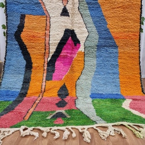 Benutzerdefinierter fabelhafter Boujad-Teppich, authentischer marokkanischer Teppich, Azilal-Teppich, abstrakter mehrfarbiger Teppich, handgemachter marokkanischer Teppich, Boho-Teppich Bild 3