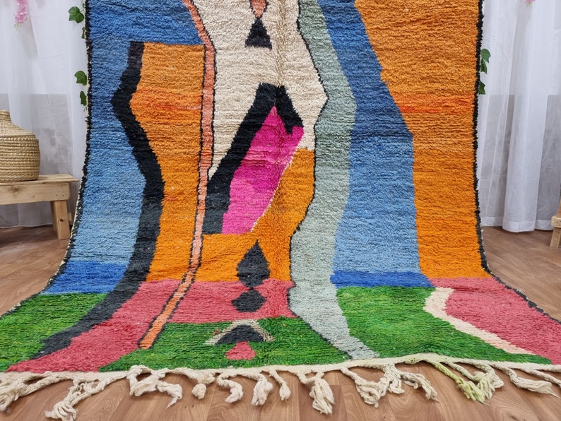 Benutzerdefinierter fabelhafter Boujad-Teppich, authentischer marokkanischer Teppich, Azilal-Teppich, abstrakter mehrfarbiger Teppich, handgemachter marokkanischer Teppich, Boho-Teppich Bild 3