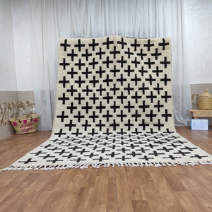 Large Moroccan rug -Moroccan checkered rug - Moroccan checkerboard rug -Checkered area rug -Checkerboard Rug -beniourain rug