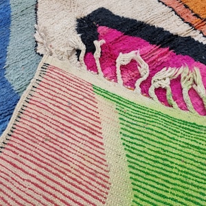 Benutzerdefinierter fabelhafter Boujad-Teppich, authentischer marokkanischer Teppich, Azilal-Teppich, abstrakter mehrfarbiger Teppich, handgemachter marokkanischer Teppich, Boho-Teppich Bild 10