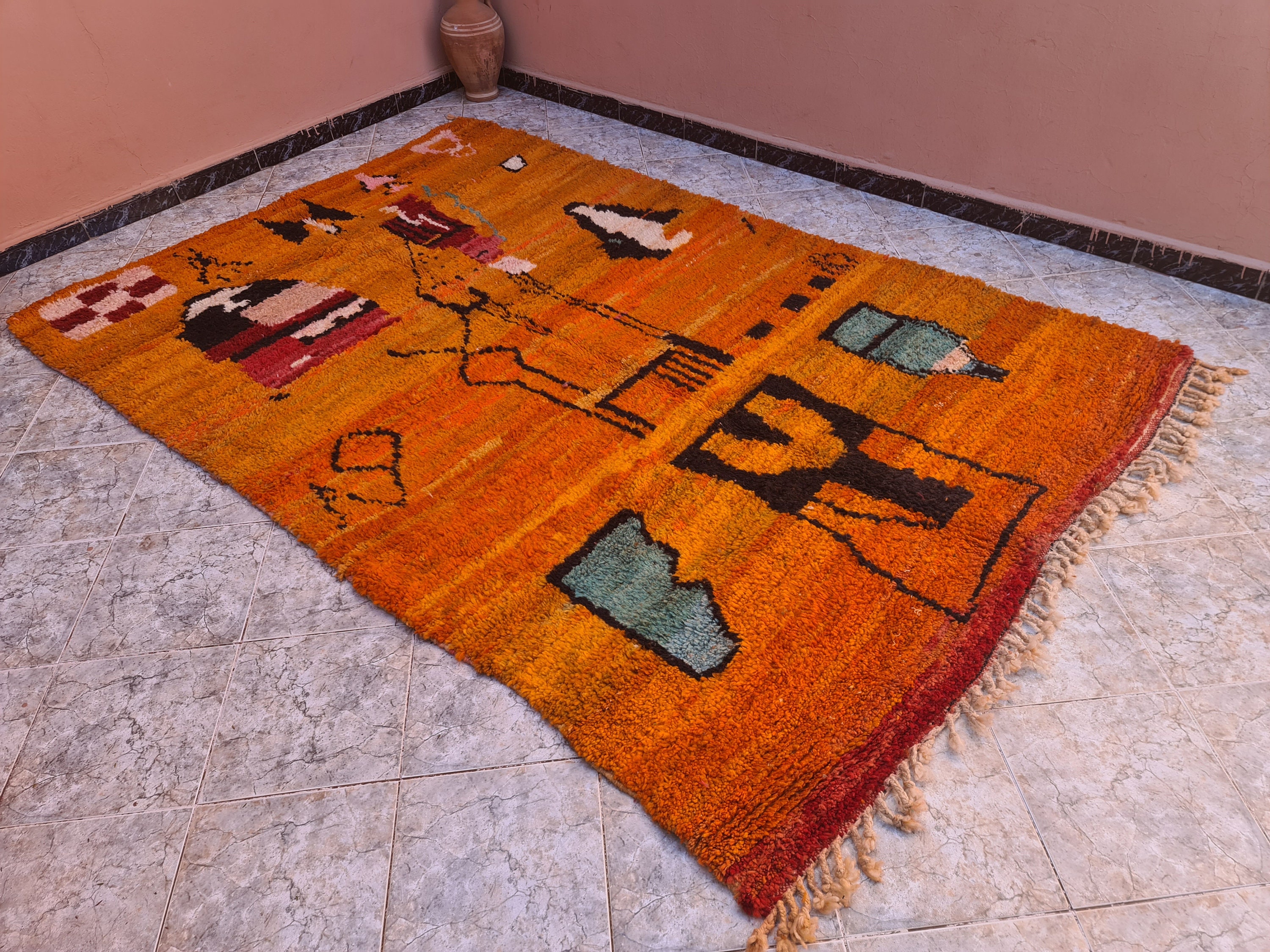 Vintage Berber Boujad Rug area Rug Moroccan Rug Vintage Etsy