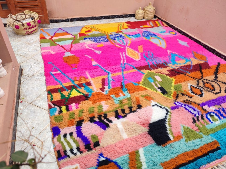 Amazing Multicolored Rug Custom Fabulous Boujaad Rug Beni Ourain Rug Handmade Rug Moroccan Berber Rug Traditional Moroccan Carpet image 5