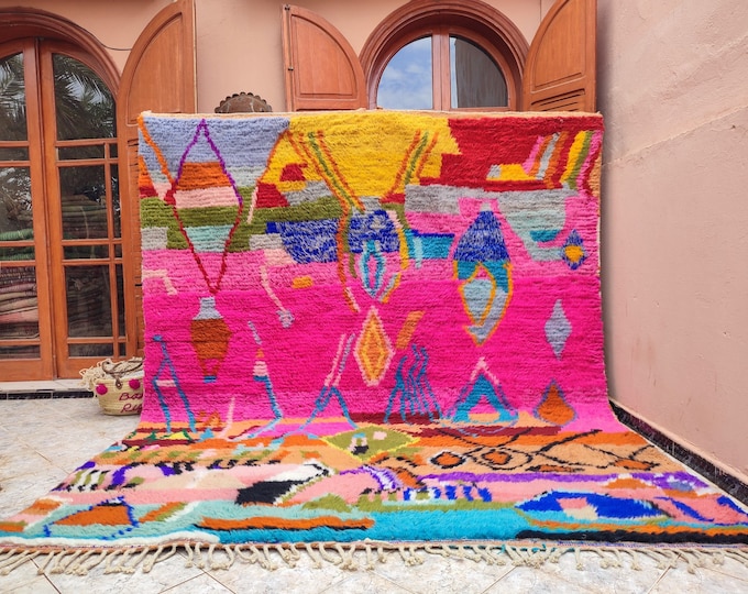 Custom Moroccan Wool Rug – Handmade Pink Berber Abstract Area Carpet