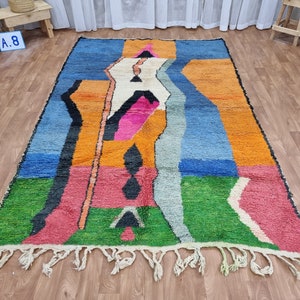 Benutzerdefinierter fabelhafter Boujad-Teppich, authentischer marokkanischer Teppich, Azilal-Teppich, abstrakter mehrfarbiger Teppich, handgemachter marokkanischer Teppich, Boho-Teppich Bild 4
