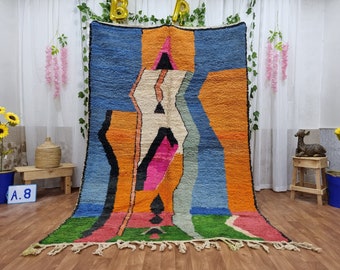 Handmade Boujad Wool Rug – Authentic Multicolored Moroccan Carpet