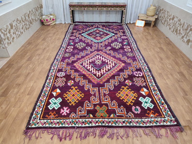 Authentic Moroccan Rug, Vibrant Boujaad Rug, Azilal rug, Bright Colored Rug, Abstract Carpet, Handmade Rug, Bohemian Rug, Tapis Marocain image 4