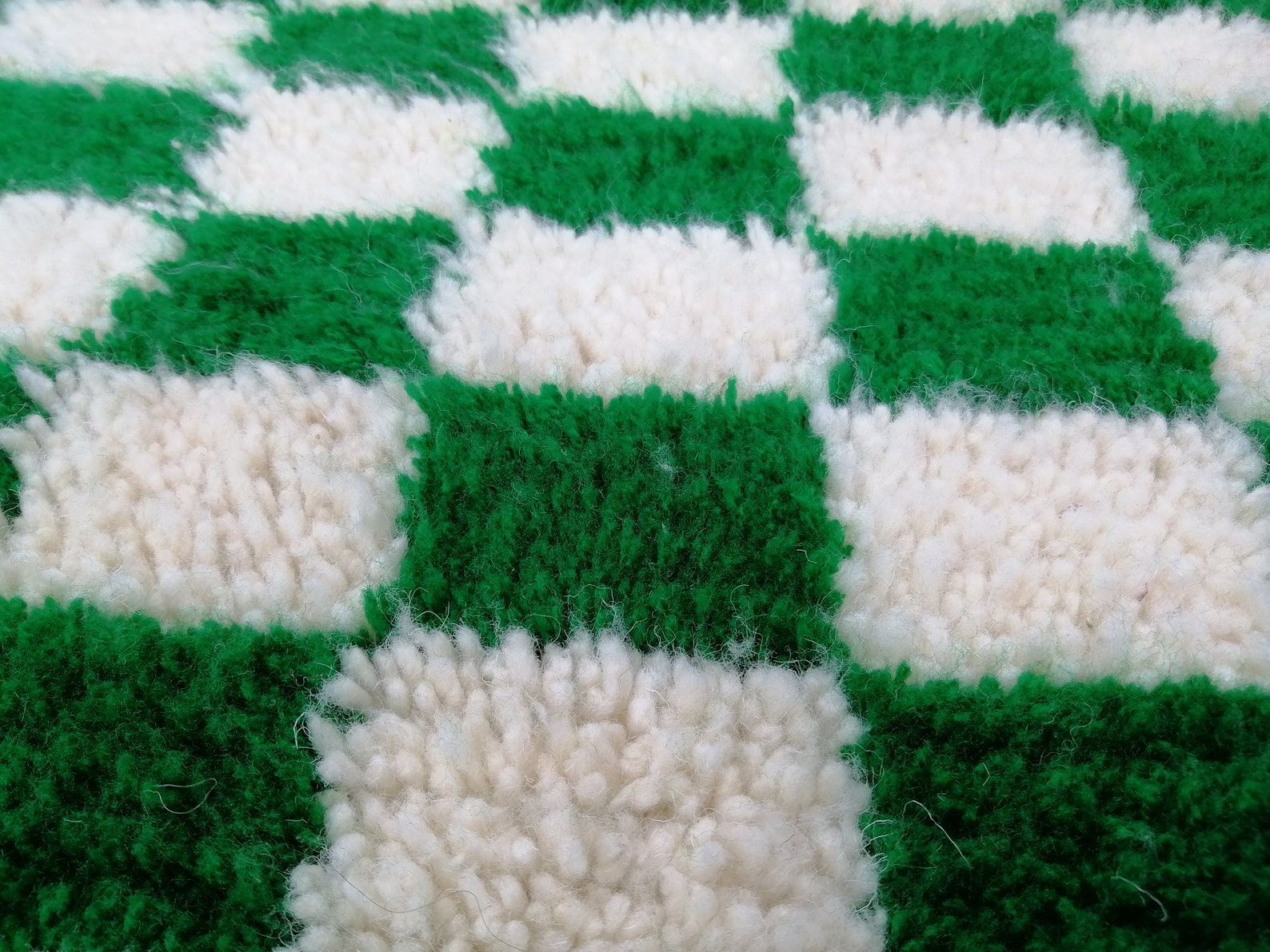 Large Green and White Checkered Rug Moroccan Berber Checkered Etsy
