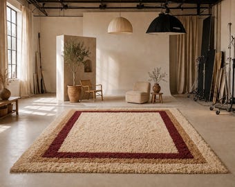Multicolor Moroccan Wool Rug – Handmade Berber Boujaad Statement Carpet