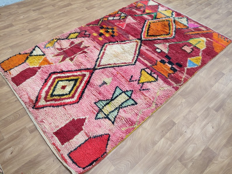 Custom Fabulous Boujad Rug, Authentic Moroccan Rug, Azilal rug, Abstract Multicolored Carpet, Handmade Moroccan Rug, Bohemian rug image 7
