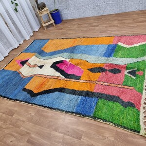 Benutzerdefinierter fabelhafter Boujad-Teppich, authentischer marokkanischer Teppich, Azilal-Teppich, abstrakter mehrfarbiger Teppich, handgemachter marokkanischer Teppich, Boho-Teppich Bild 5