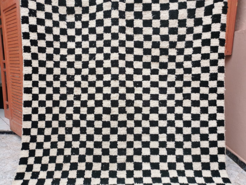 Large Black and White Checkered Rug Moroccan Berber Checkered Etsy UK