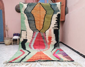 Custom Fabulous Boujad Rug, Authentic Moroccan Rug, Azilal rug, Abstract Multicolored Carpet, Handmade Moroccan Rug, Bohemian rug