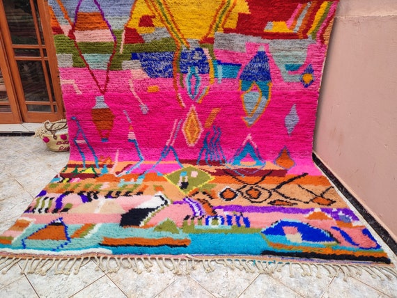 Amazing Multicolored Rug - Custom Fabulous Boujaad Rug - Beni Ourain Rug - Handmade Rug - Moroccan Berber Rug - Traditional Moroccan Carpet