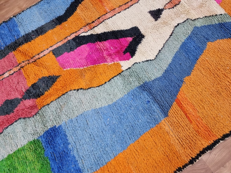 Benutzerdefinierter fabelhafter Boujad-Teppich, authentischer marokkanischer Teppich, Azilal-Teppich, abstrakter mehrfarbiger Teppich, handgemachter marokkanischer Teppich, Boho-Teppich Bild 7