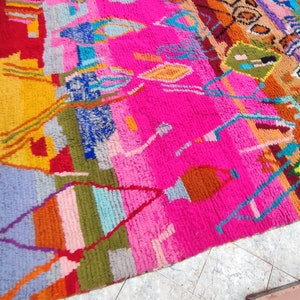 Erstaunlicher Mehrfarbiger Teppich Individueller Fabelhafter Boujaad Teppich Beni Ourain Teppich Handgemachter Teppich Marokkanischer Berber Teppich Bild 6