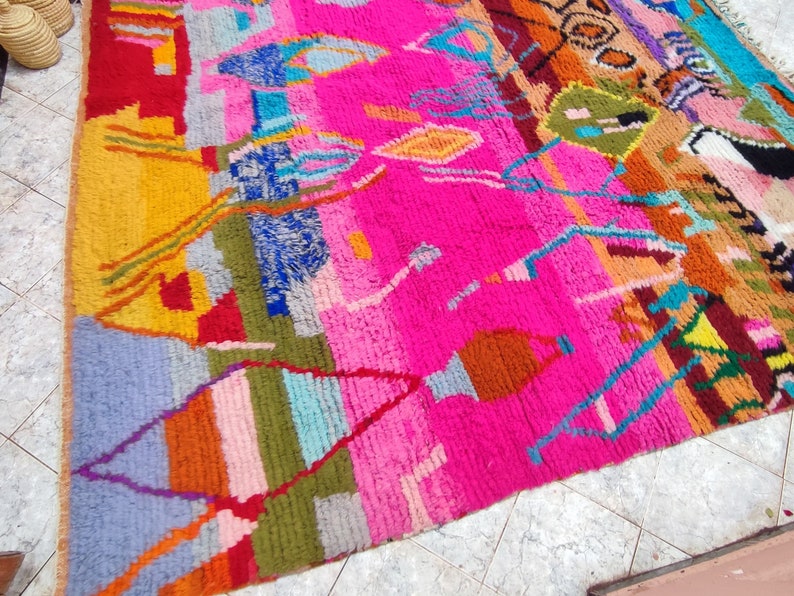 Increíble alfombra multicolor Fabulosa alfombra Boujaad personalizada Alfombra Beni Ourain Alfombra hecha a mano Alfombra bereber marroquí Alfombra tradicional marroquí imagen 6