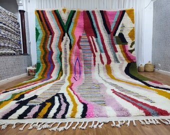 Berber Wool Rug, Abstract Tribal Moroccan Area Rug, Bohemian Interior Decor, Handmade Carpet